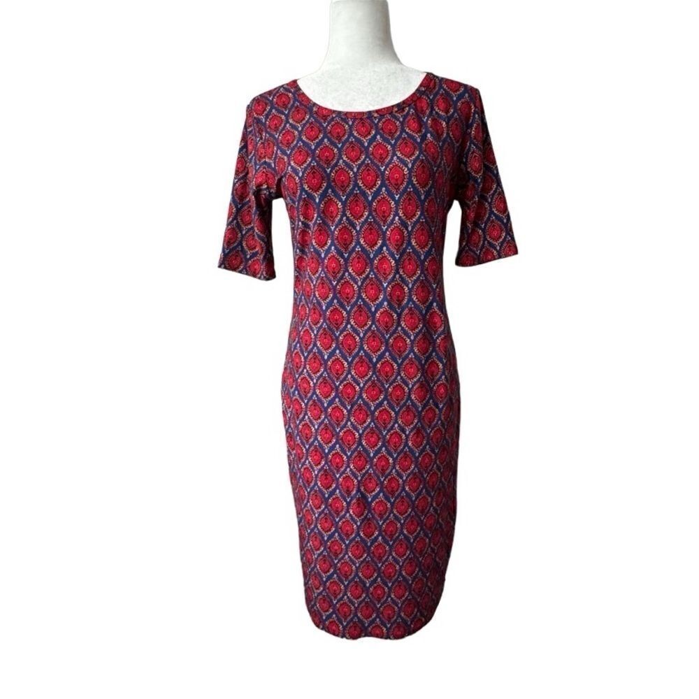 LuLaRoe Julia Dress Purple Red Paisley Casual SZ S NWT